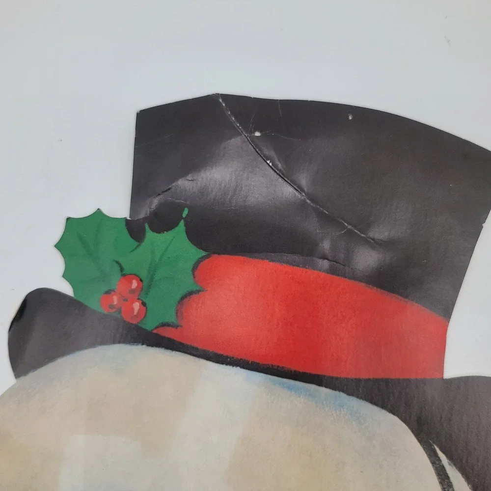 Vintage Jointed Snowman Cardboard Die Cut Christmas Wall Decor Large 26 Inch